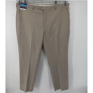 Stafford Mens Tan Coolmax EcoMade Flat Front Suit Trouser Pants Size 44 X 30 new